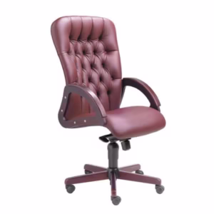 Classic Buttoned Chair Genuine Leather High Back Chair