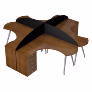 Lunar 4 Way Cluster With Screens And 5 Drawer Pedestal