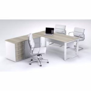 Square Frame L Shaped Desk Credenza