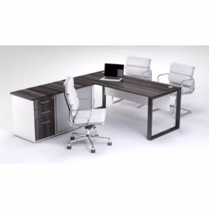 Managerial Desk Pedenza L Shape Black Square Steel Frame