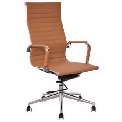 Classic Eames Leather Office Chair – Camel