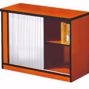 Silver Roller Door System Cabinet 2 Tier Cherry Melamine