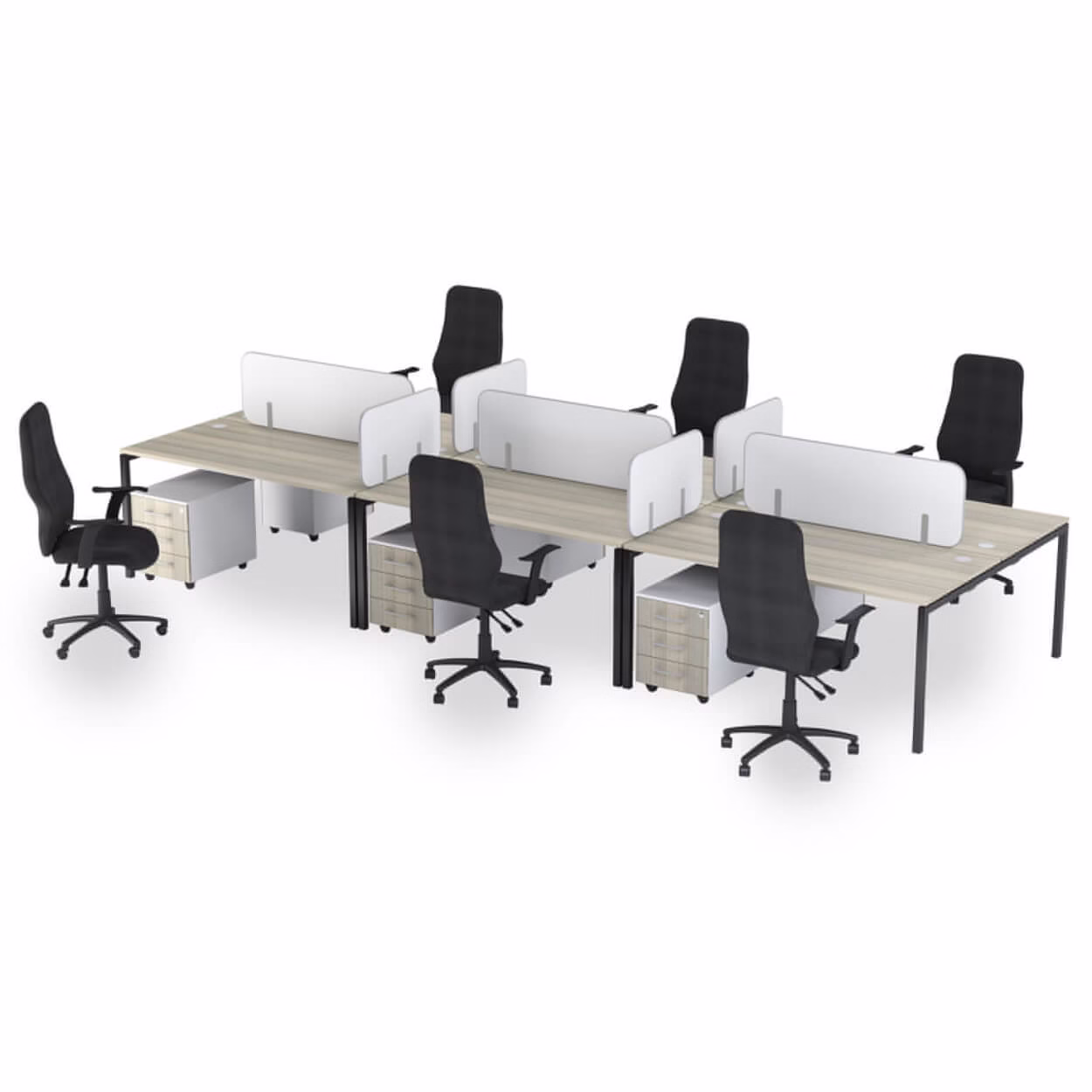 Office Furniture Connect 6-Way Computer Desks With Screens