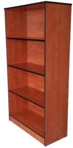 4 Tier book case Cherry Royal with black edging Side e1641235554603