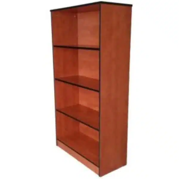 4 Tier book case Cherry Royal with black edging Side e1641235554603