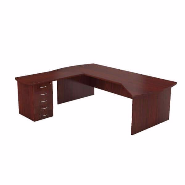Everest L Shape Desk + Credenza + 4 Drawer Pedestal