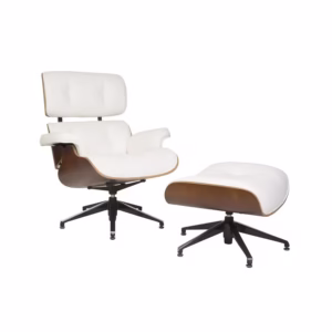 Eames Lounge + Ottoman Leather Solid Wooden Back