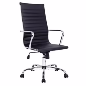 Black Leather High Back Swivel & Tilt Office Chair – Blaze Chrome