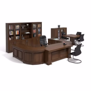President Walnut Veneer U Shaped Wall Unit Set