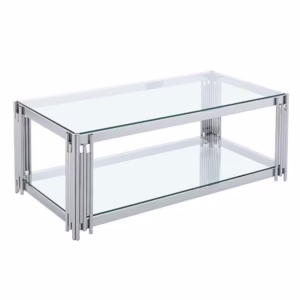 Stellarglass Silver Coffee Table Side Double Glass