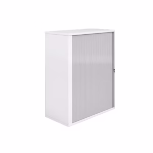 White Melamine Silver Roller Door Cabinet 1200 High