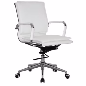 Classic Eames PU Flat Cushion Medium Back White