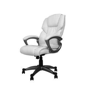 Ergonomic PU Leather Office Chair with Wheels &ndash; Swivel Task Desk Chair for Home Office Computer Workstations White 2