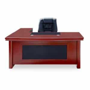 Charles Office Desk Veneer + Leather Padding