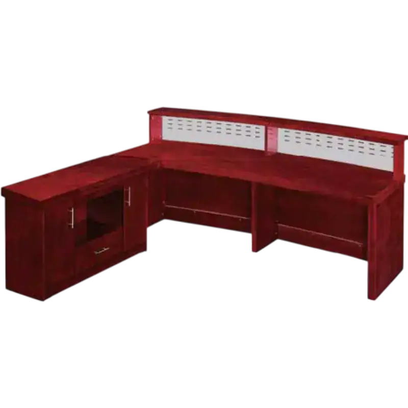 Frontline Reception Unit in Mahogany Veneer Finish with Credenza