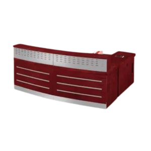 Frontline Reception Unit in Mahogany Veneer Finish with Credenza