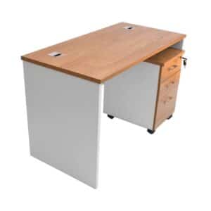 Straight Desk + Storage Drawer + Silver Grommets Hole