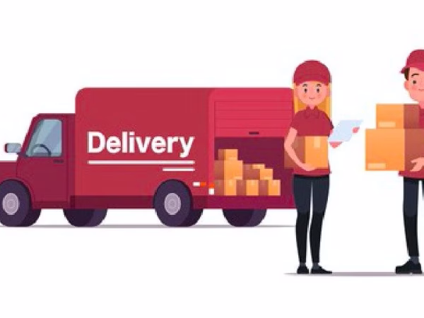 delivery courier carrying packages truck